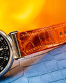 Bespoke Watch Strap in Orange Himalayan Crocodile