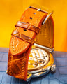 Bespoke Watch Strap in Orange Himalayan Crocodile