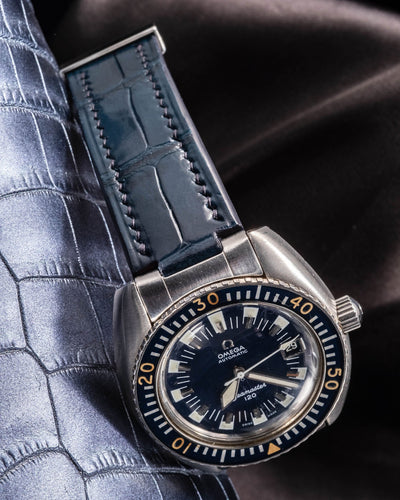 Bespoke Watch Strap in Navy Blue Crocodile