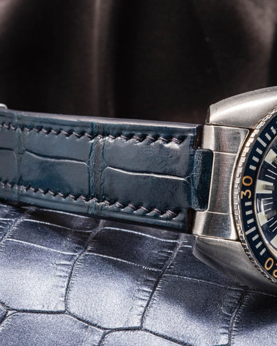 Bespoke Watch Strap in Navy Blue Crocodile