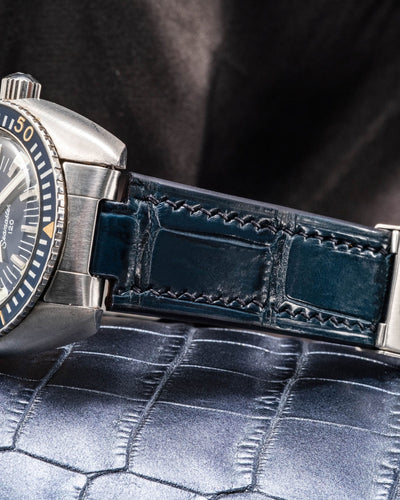 Bespoke Watch Strap in Navy Blue Crocodile
