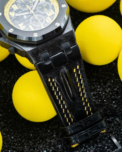Bespoke Watch Strap in Black Crocodile