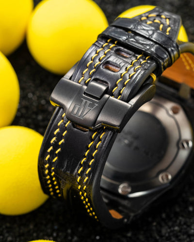 Bespoke Watch Strap in Black Crocodile