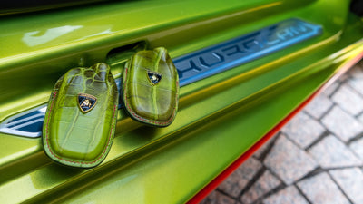 Bespoke Key Fob Covers in Apple Green Himalayan Crocodile