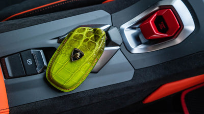 Bespoke Key Fob Covers in Apple Green Himalayan Crocodile