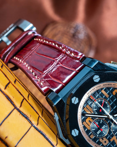 Bespoke Watch Strap in Reddish Brown Crocodile