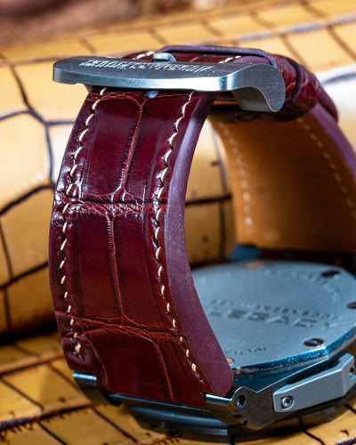 Bespoke Watch Strap in Reddish Brown Crocodile