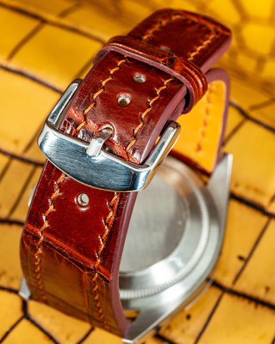 Bespoke Watch Strap in Reddish Brown Crocodile