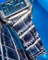 Bespoke Watch Strap in Tainted Blue Snowflake Crocodile