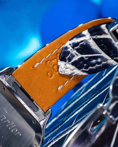 Bespoke Watch Strap in Tainted Blue Snowflake Crocodile