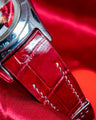 Bespoke Watch Strap in Ferrari Red Crocodile