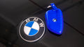 Bespoke Key Fob Cover in Electric Blue Crocodile