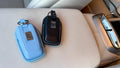 Bespoke Key Fob Covers in Black & Baby Blue Nappa