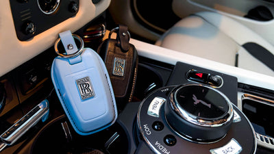 Bespoke Key Fob Covers in Black & Baby Blue Nappa
