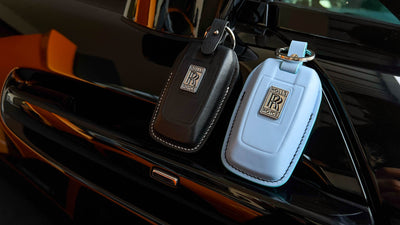Bespoke Key Fob Covers in Black & Baby Blue Nappa