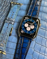 Bespoke Watch Straps in Baby Blue Himalayan & Tie Dye Blue Crocodile