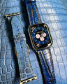 Bespoke Watch Straps in Baby Blue Himalayan & Tie Dye Blue Crocodile