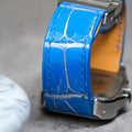 Bespoke Watch Strap in 2 Tone Blue Silver Alligator
