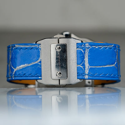 Bespoke Watch Strap in 2 Tone Blue Silver Alligator