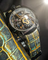 Bespoke Watch Strap in Gold Turquoise Crocodile