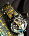 Bespoke Watch Strap in Gold Turquoise Crocodile