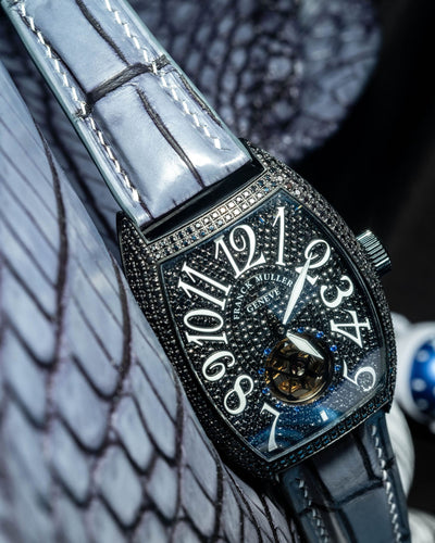 Bespoke Watch Strap in Blue Grey Rubbed Off Crocodile