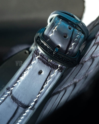 Bespoke Watch Strap in Blue Grey Rubbed Off Crocodile