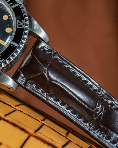 Bespoke Watch Strap in Dark Brown Crocodile