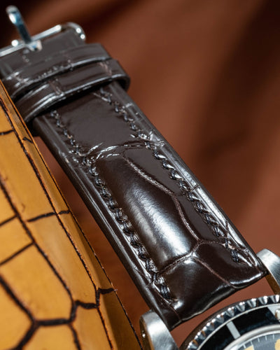 Bespoke Watch Strap in Dark Brown Crocodile