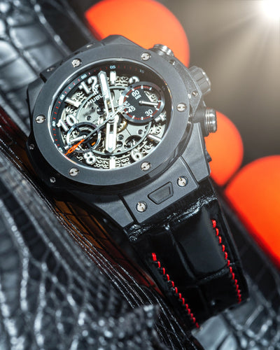 Bespoke Watch Strap in Jet Black Crocodile