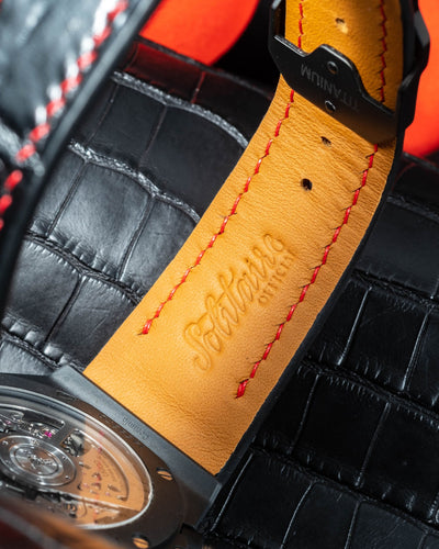 Bespoke Watch Strap in Jet Black Crocodile