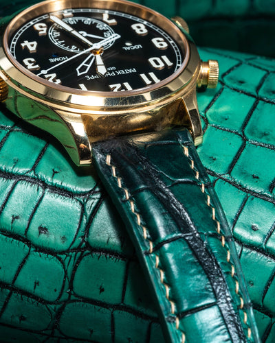 Bespoke Watch Strap in Ombre Green Crocodile