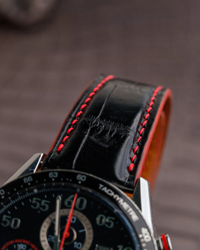 Bespoke Watch Strap in Black Crocodile