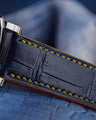 Bespoke Watch Strap in Navy Blue Crocodile