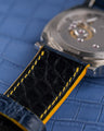 Bespoke Watch Strap in Navy Blue Crocodile