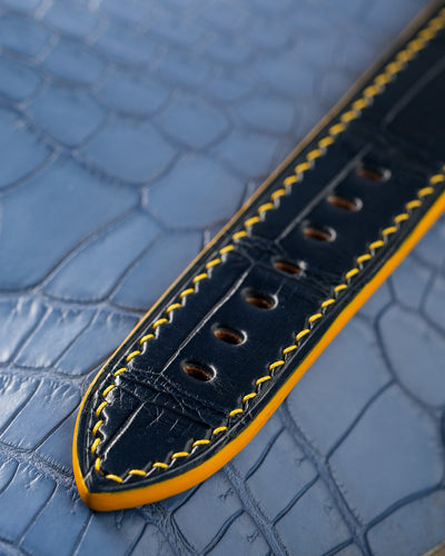 Bespoke Watch Strap in Navy Blue Crocodile