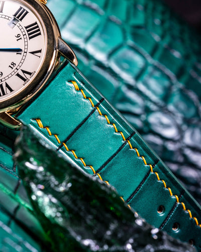 Bespoke Watch Strap in Ombre Green Crocodile