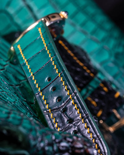 Bespoke Watch Strap in Ombre Green Crocodile