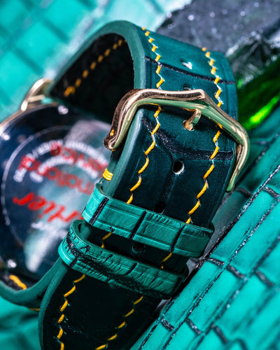 Bespoke Watch Strap in Ombre Green Crocodile