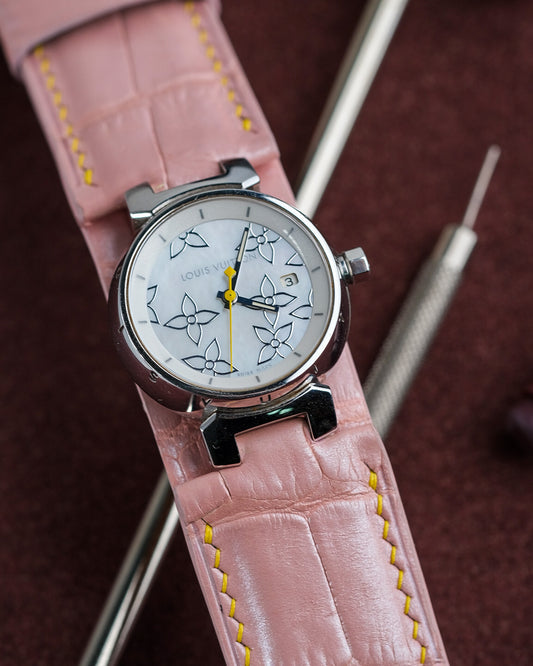 Bespoke Watch Strap in Baby Pink Crocodile