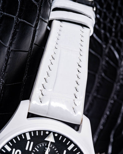 Bespoke Watch Strap in White Crocodile