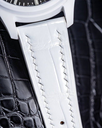 Bespoke Watch Strap in White Crocodile
