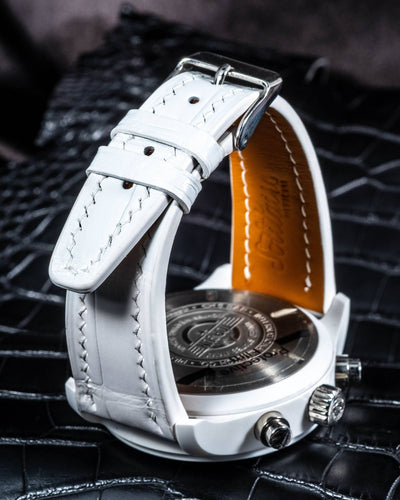 Bespoke Watch Strap in White Crocodile