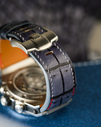Bespoke Watch Strap in Grey Rubbed Off Crocodile