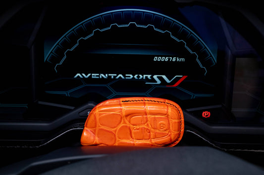Bespoke Key Fob Cover in Matte Orange Crocodile