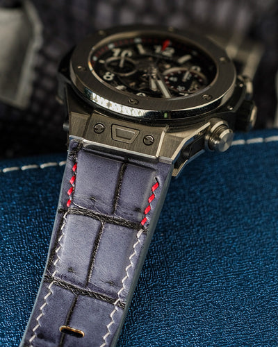 Bespoke Watch Strap in Grey Rubbed Off Crocodile