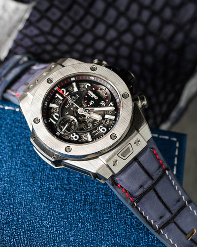Bespoke Watch Strap in Grey Rubbed Off Crocodile