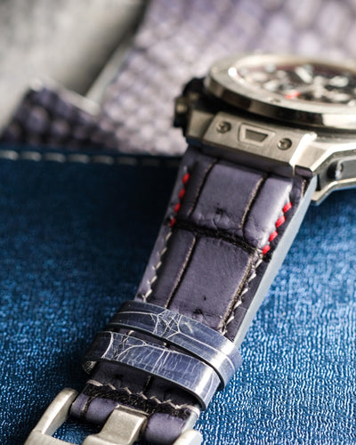Bespoke Watch Strap in Grey Rubbed Off Crocodile