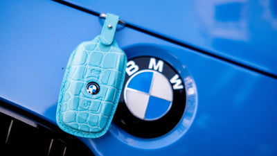 Bespoke Key Fob Cover in Baby Blue Crocodile