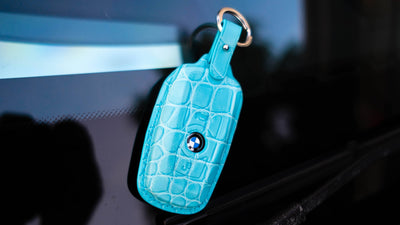 Bespoke Key Fob Cover in Baby Blue Crocodile